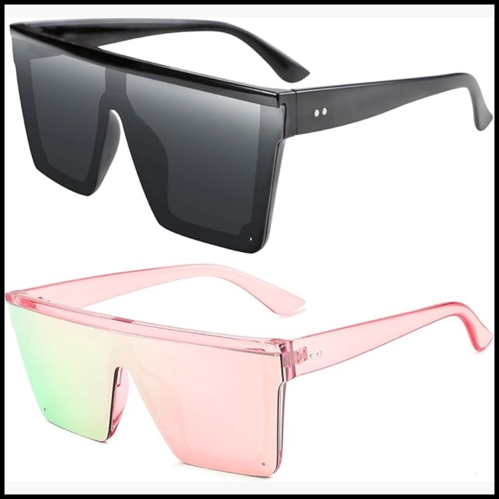 Oversized Square Sunglasses UV400 Protection Composite Frame